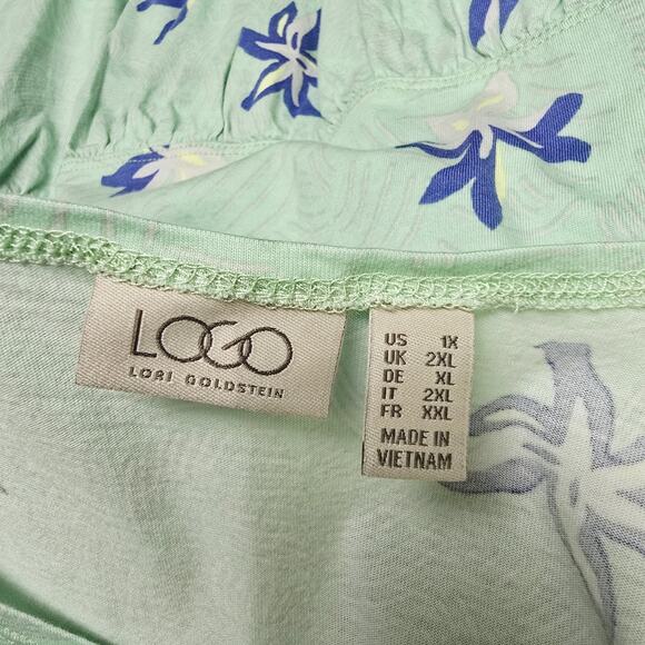 Logo Lori Goldstein Tank Top 1X Floral Babydoll Stretch Peplum Hem Artsy Layer - Picture 7 of 9